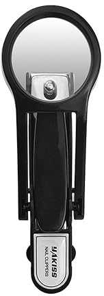 CAREOR - Tagliaunghie con lente d'ingrandimento, in acciaio inox, tagliaunghie per anziani, tagliaunghie professionale per ridurre l'affaticamento degli occhi (nero)