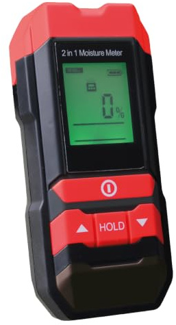 Valex Igrometro Digitale per Umidità – Misura Induttiva e a Contatto con Puntali, Temperatura Ambiente, Display Retroilluminato, Custodia e Batterie Incluse