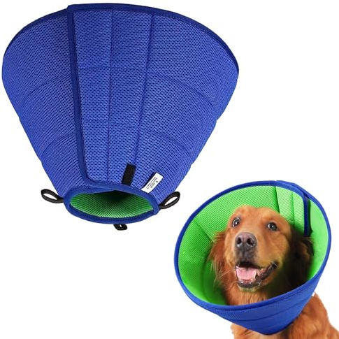 Halskrause Hund, Verstellbares Schutzkragen Hund, Atmungsaktive Hundehalskrause, Anti-Biss/Leck-Erholung Nach der Operation für Kleine, Mittlere und Große Hunde (XL)