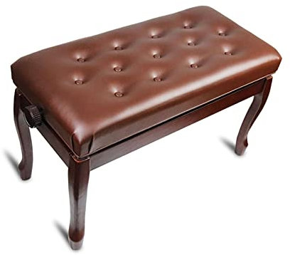 RWRAPS Deluxe-Klavierbank aus Leder, höhenverstellbarer Duett-Klavierhocker mit Massivholzkonstruktion, Tastaturbank, Schminkhocker, 76 x 36 x 48 cm, braun