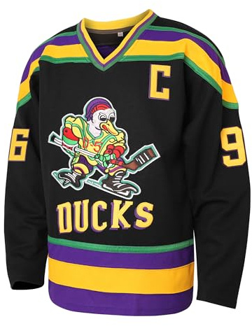 Charlie Conway 96 Mighty Ducks jersey sydd film hockeytröja för män grön S-3XL, 96 Charlie Conway svart, L