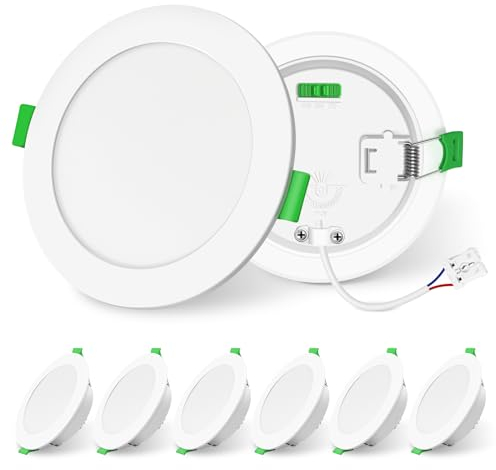 ALUSSO LIGHTING LED Downlights Dimmable Recessed Ceiling Lights 10W 1050lm High Brightness, 3000K Warm 4000K Neutral 6500K Cool White Bathroom Spot Lights Ceiling Ultra Slim Spotlights IP44, 6 Pack