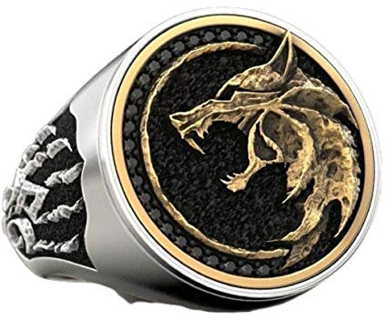 Bague Loup FÉRoce, Bague TÊTe Loup Viking Nordique Pour Hommes, Bague Gothique D'animal Loup Bijoux TÊTe Loup Tribal, Bague Griffe Loup Celtique Bague Loup Hurlant Punk Patte Loup (Or, 64)