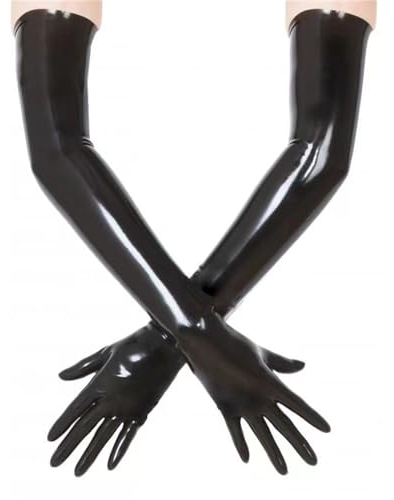 SMGZC Látex Guantes largos Caucho Guantes Accesorios de ropa de látex, Látex natural Moldeo desechable,Universal para hombres y mujeres (L,Negro)