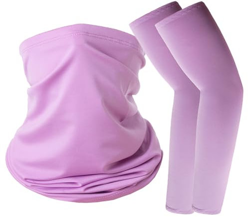 Manicotti Braccio Raffreddamento Maniche di Protezione Solare Anti UV con Passamontagna Traspirante per Il Viso, Manicotto Braccio UV Protezione Manicotti di Ghiaccio Raffreddamento moderato Viola