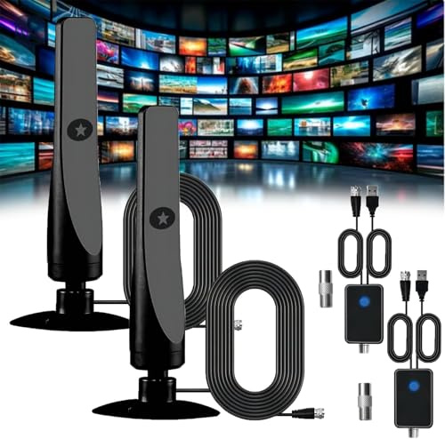 Rewave TV-Antenne für den Innenbereich, 4K Full HD Smart TV (2 Stück) mit Signalverstärker