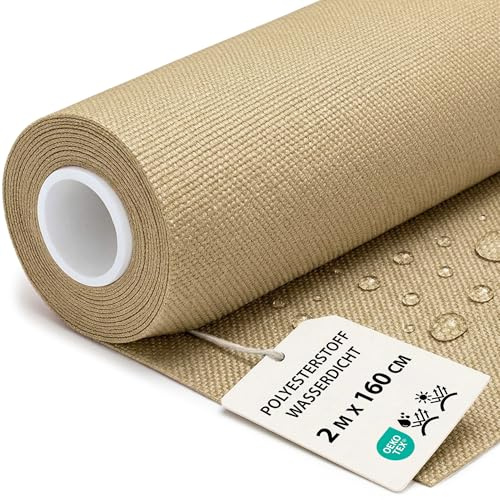Polyesterstoff wasserdicht Stoff Meterware 2 m x 160 cm - markisenstoff markisenstoffe canvas und polsterstoff möbelstoff futterstoff segeltuch und vorhangstoff Beige oeko-tex-zertifikat