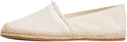 Tommy Hilfiger Espadrillas Donna Frange Canvas Punta Chiusa con Logo, Mussola Beige, 40 EU