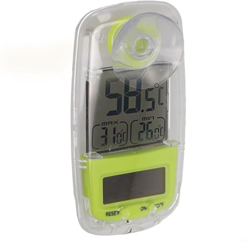 Solarbetriebenes Thermometer, für drinnen und draußen, digitale Temperaturanzeige, 25 °C bis +60 °C, mit Saugnapf, wasserdicht