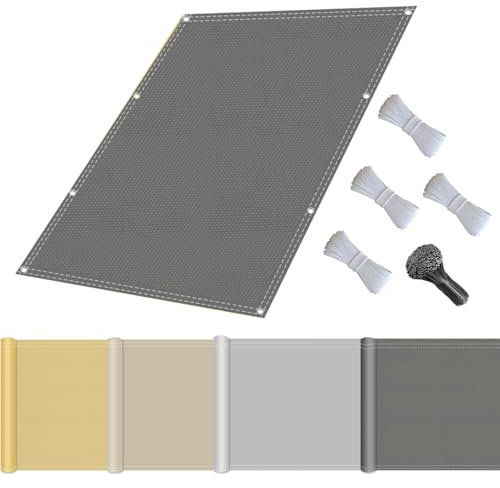 Sonnensegel mit Befestigungsseile, Sonnenschutz Wasserdicht, UV-Schutz Windschutz, Sonnensegel Polyester Rechteckig Reißfest mit ösen Seil für Garten Terrasse Balkon, Camping-1x1m-Dunkelgrau