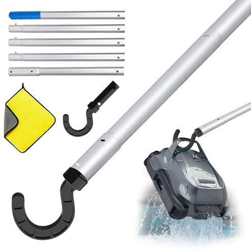 HEYIDAMAI Gancho para Robot de Piscina,con 5 Barras de Aluminio de Refuerzo Desmontables 185cm, Pool Vacuum Sweeper Hooks, Ganchos para Todos Los Limpiadores RobóTicos De Piscina