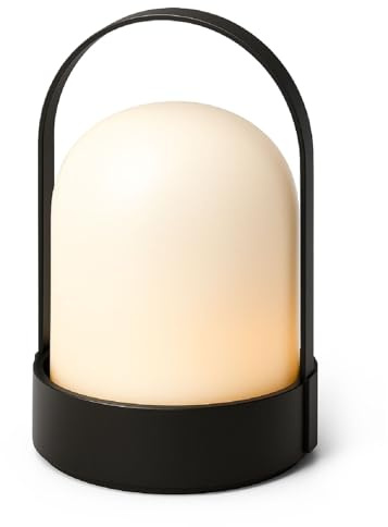 TIENDA EURASIA – Lampara LED con Asa | Lampara Escritorio | 14x21 cm | Plástico PP | Blanco y Negro | Funciona con 3 Pilas AAA No Incluidas | Botón de Encendido | Lamparas de Mesita de Noche
