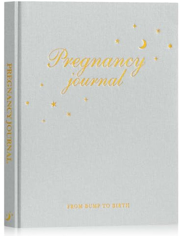 Lanpn Graviditetsdagbok Vecka för Vecka, Gravidbok 9 Månader, Graviditetsagenda för Kommande Mamma, Album Minnen från Födseln Foton Ultraljud Baby, Present Gravida 156 Sidor, Grå, Engelska