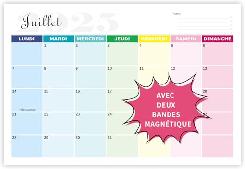 Calendario 2026 Pared Español Calendario Magnético Nevera Julio 2025 y Diciembre 2026 Hoja por Dia Escribir Planificador Mensual Personalizado para Familiar Escolar Oficina 31 x 21 cm