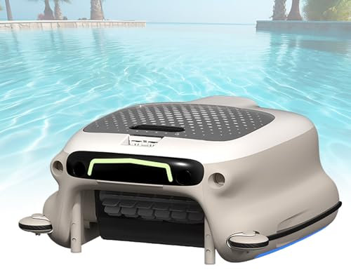 VNATWGOO Robot Limpiafondos AutomáTico EléCtrico para Piscinas, Skimmer InaláMbrico, para Piscinas Exteriores Grandes, Jacuzzis Y Jardines