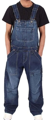 Enigmaire Salopette Casual in Jeans da Uomo,Salopette Blu Jeans Salopette,Salopette Uomo Jeans Slim Fit,Traspirante,Multitasche,per Uso Quotidiano,casa,Shopping,Feste,Lavoro