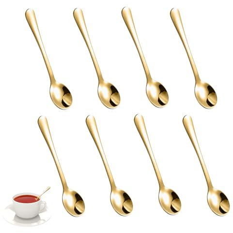 8 Stück Kleine Löffel Edelstahl,Espressolöffel Mini,Espresso Löffel Klein,Gewürzlöffel,Edelstahllöffel für Gewürzgläser,Salatlöffel,Kaffeelöffel,Multifunktions Mini Tiny Spoons für Gewürze