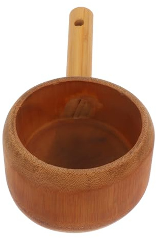 HEALLILY Mestolo in legno naturale per cucina e cerimonia del tè, multiuso, con manico liscio, per farina di riso e zuppe, elegante artigianato in bambù