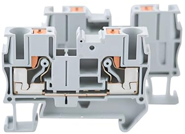 50 pezzi PT-6 24-12AWG 800V 41A Morsettiera for guida DIN con gabbia a molla Connettore passante senza viti for cablaggio quadro elettrico(Gray)