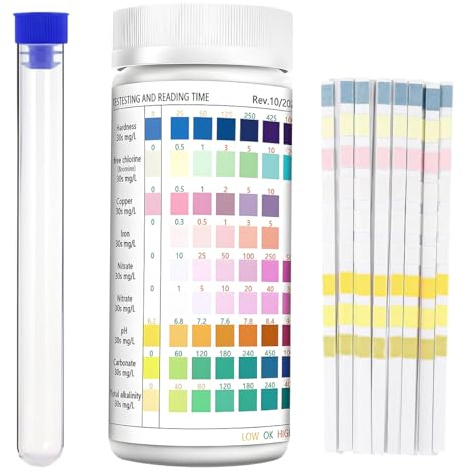 200 Pezzi Strisce Test Acquario 9 in 1 – Kit Analisi Acqua Dolce & Salata, Test Rapido pH, Nitriti, Nitrati, Cloro, Durezza Totale e Alcalinità –per Acqua Potabile, Acqua di Piscina, Rubinetto