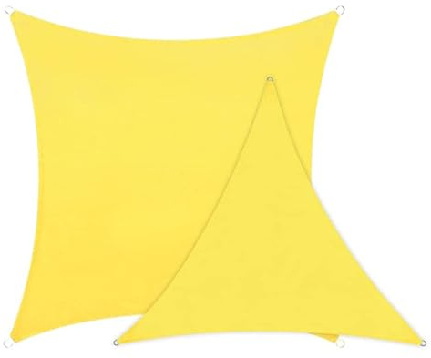 Waterproof Triangle Sun Sail Canopy for Garden Pond – UV Protection Shade Outdoor Pergola Shelter Kite Shade Sale with Fixing Kit Yellow Square 2x3m