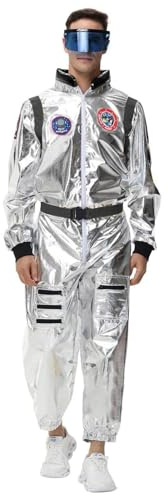 Generico Costume da Astronauta per Uomo 2 Pezzi Costume Astronauta Adulto per Cosplay Halloween Costumi Tuta Spaziale Ragazzo dello per Carnevale Halloween Cosplay Compleanno