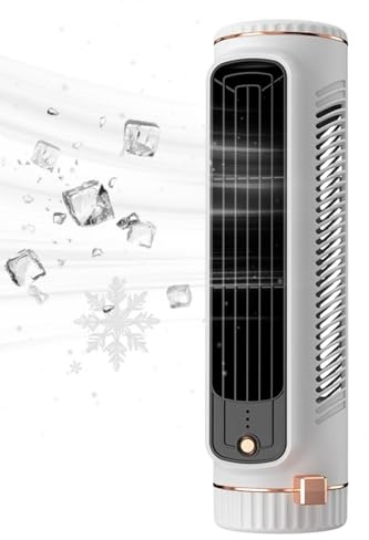 Ventilatore A Torre Per Camera Da | Raffrescatore Da Tavolo Silenzioso Senza Pale Ricaricabile A 3 Velocità - Ventilatori da Tavolo Raffreddamento Piccoli Silenziosi,per Interni Casa Ufficio Dormitori
