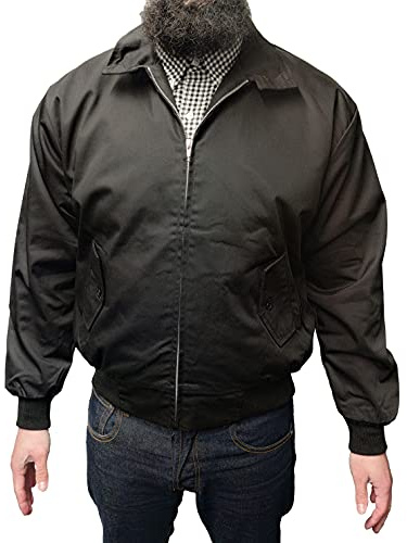 Relco Harrington jacka Retro/Mod/Scooter gratis post XS-3XL, Svart, XL