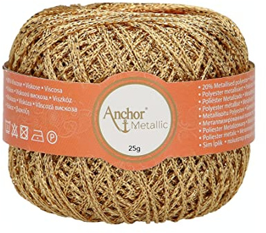 Anchor Häkelgarne, 80% Viskose, 20% MetallisedPolyester, Gold, 100m, 4716000-00300