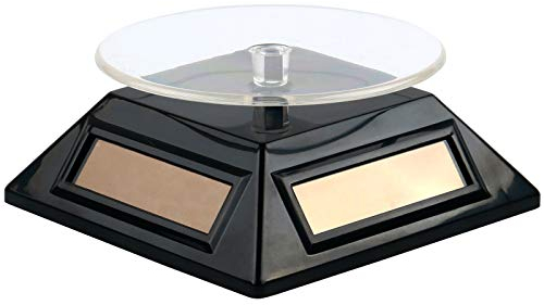 TRIXES Espositore Rotante Nero a Energia Solare/a Batteria, per L’esposizione di Prodotti, Arte, Gioielli, Fotografia e Piccoli Modelli