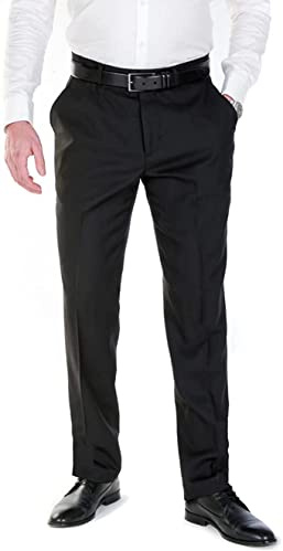 Mens Fashion Homme Pantolon de Costume avec Pince, Noir, Taille DE 64, FR 66