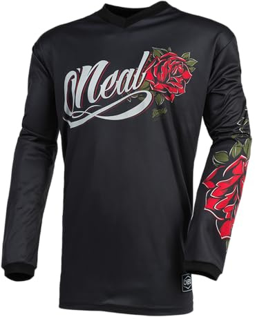 O'NEAL | Motocross-Trikot | Enduro MX | Atmungsaktives Material, gepolsterter Ellenbogenschutz, Damenspezifischer Schnitt | Element Women's Jersey Roses | Frauen | Frauen | Schwarz Rot | Größe XXL