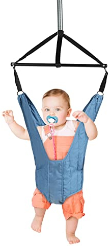 DREAMADE Baby Türhopser, Babyschaukel mit Stabiler Türrahmenklemme, Einstellbares Baby Tür Schaukel, Baby Trainingsgerät aus Stoff und Eisen mit starker Tragfähigkeit für Baby 6-12 Monate (Blau)