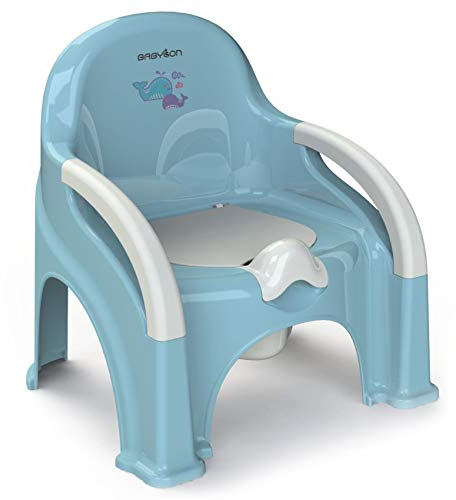 BABYLON Töpfchen Mit Deckel Premier - Toilette Mit Herausnehmbarer Schüssel - Groß Kinder Klo - Nachttop - WC Sitz Topf für Jungen/Mädchen Ab 1 Jahr - Blau