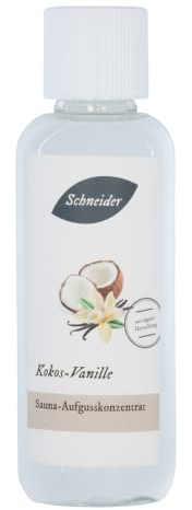 Saunabedarf Schneider Sauna Aufguss Konzentrat Kokos/Vanille - 250ml, naturreine, ätherische Öle, wohltuender Saunaaufguss & langanhaltendes Dufterlebnis