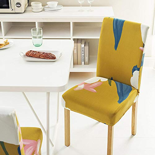 HNDXLHH Stuhlhussen 6er Set Senfgelbe Pflanze Stuhlüberzug Universal Stretch Hussen Für Stühle Moderne Stuhlhusse Protector Stuhlbezug Für Esszimmer Zeremonie Bankett Hochzeit Party
