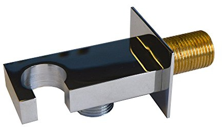 Slim Square Chrome Wall Outlet Elbow Hose Connector with Shower Handset Holder