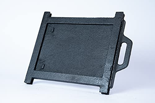 SEZAM Drosselschieber zur Luftregulierung aus Gusseisen, Rauchgasdrosselung, Kaminschieber - für Pizzaofen - Brotofen - Steinofen - Holzofen, 32 x 1,7 x 25,5 cm, schwarz bemalt