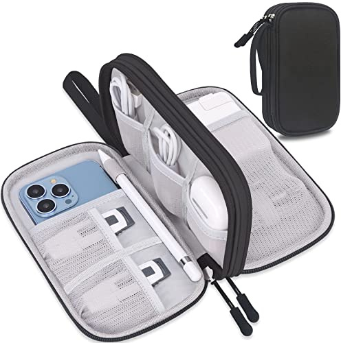 Lacdo Organizador electrónico Bolsa de Cable de Viaje Bolsa Accesorios electrónicos de tecnología Estuche de Estuche de Cargador para Cable, Cargador, teléfono, Auricular, Banco de energía, Negro
