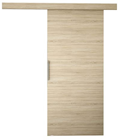 Schiebetürsystem Pikano I mit Selbstschließer Zimmertür Aluminiumgriffe Komplett-Set für Schiebetüren, Tür Innentüren Trennwände (Sonoma, Modell: 70)