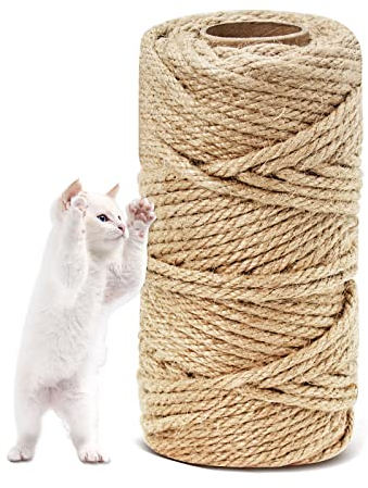 Tiragraffi per gatti Corda di Sisal 6 mm x 40 m Corda, Naturale in Sisal Gatti tiragraffi, Decorazione da Giardino, Accessori Gatti, Albero Tiragraffi, Giocattolo Multiuso