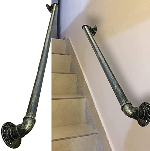 Vintage-Treppen-Handlauf-Geländer, Außentreppen-Handlauf Innen-Haltegriff-Wand-Balustraden-Fußschienen-Unterstützung, Treppengeländer-Halterungen für Villa-Loft-Zugangskorridor, Bronze ( Size : 0.6m )