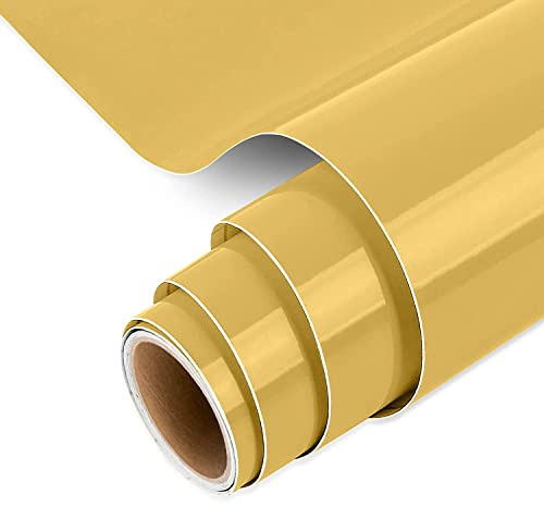 IModeur Gold Vinylfolie Plotter - 30,5 x 152,5 cm Gold Plotterfolie Vinyl für selbstklebendes Vinyl für DIY-Geschenke, Geburtstagsfeier