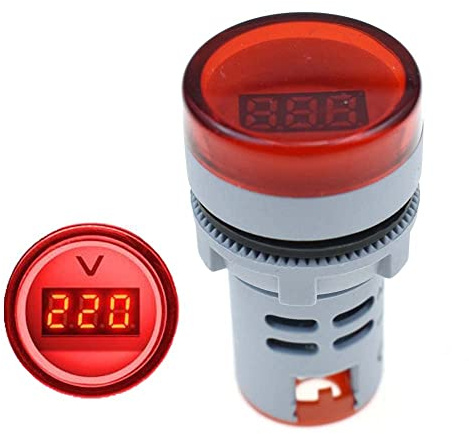 zalati Mini Voltage Meter with LED Digital Display AC Voltmeter Indicator Light 110V 220V 22MM AD16 AD16-22DSV AC12 60-500V - Red
