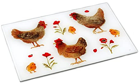 Planche à Découper en verre 20 x 30 cm - Poules Georgette