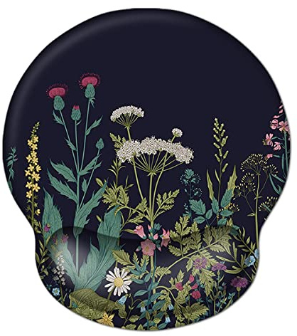AOKSUNOVA Tapis de souris ergonomique avec coussin en gel pour fille avec repose-poignet Motif fleurs