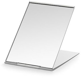 VANCOV Espejo de bolsillo, ultrafino y duradero, espejo de maquillaje con carcasa de aluminio, espejo plegable portátil unisex, espejo cosmético para viajes (grande)