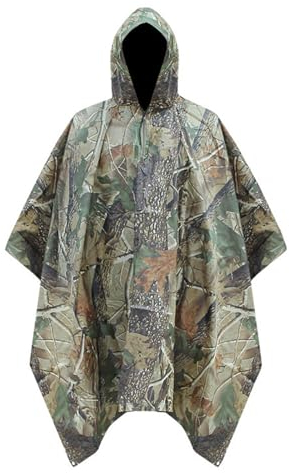 Vastsea Regnjacka, fuktskydd, kamouflage, regnponcho, kamouflage, regnjackor, vattentät regnrock unisex, för vandring, camping, utomhusaktiviteter, Grön, L