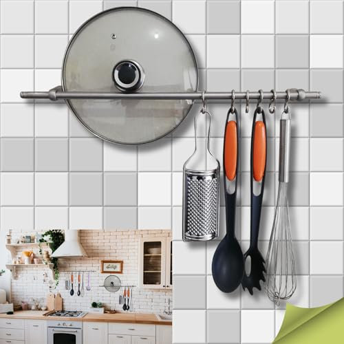 parpyon Porta Utensili da Cucina con Ganci, Barra Portautensili Cucina in Acciaio Inox Porta Mestoli da Cucina per Gadget da Cucina Coperchio Mestolo (40CM)