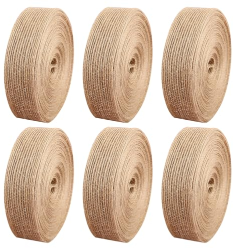 6 Rollen Juteband Rolle 2cm Fein, 10m Sackleinen Band, Vintage Dekoband Jute, Juteband Sackleinen Natur, Juteband Geschenkband Leinenband Für Diy Handwerk Verpackung, Blumenstrauß Deko, Hochzeit